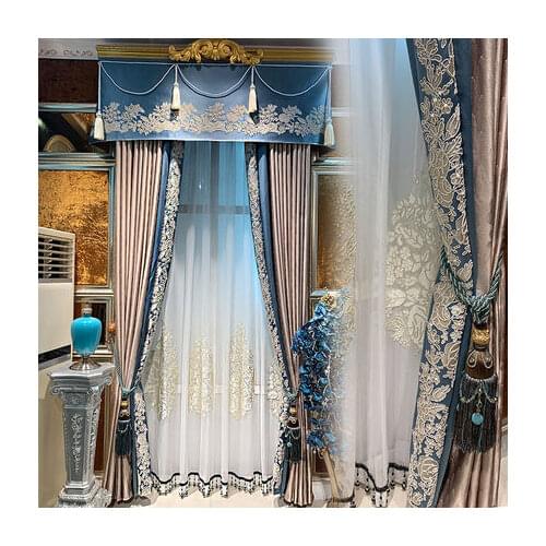 Curtain cloth curtain gauze curtain European curtain light luxury style living room bedroom balcony bay window shade gauze