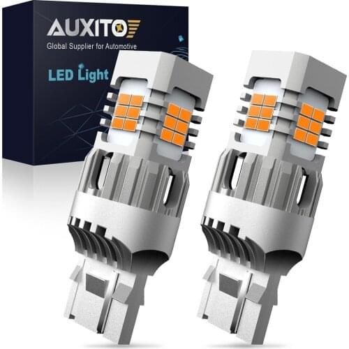 AUXITO 2pcs T20 W21W WY21W LED No Hyper Flash 7440 7440NA LED Turn Signal Light Bulbs Canbus Error Free Car Lamp Amber Yellow