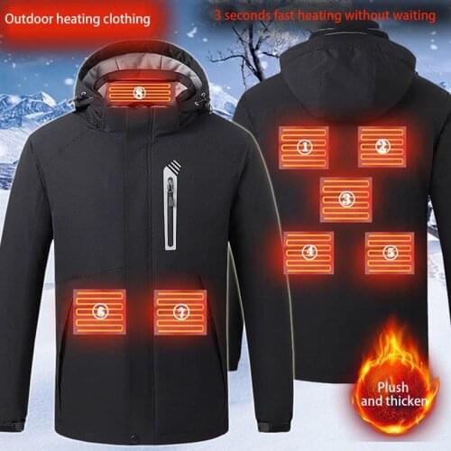 Windproof Smart Heating Jacket Winter Ski heating Coat 8 Zones Heating Coat 3 Gear Temperature Adjustable USB Charging Jacket