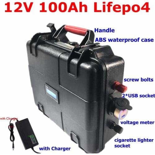 Waterproof 12v 100AH lifepo4 battery with 2 usb sport echargeable battery for UPS electric car triciclo electrico Inverter
