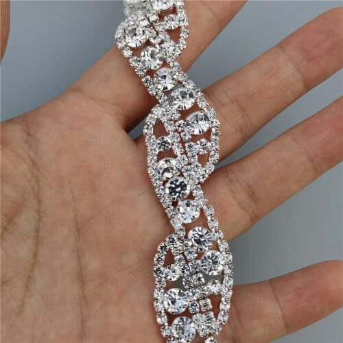 Rhinestone Crystal Chain Bling Diamante Lace Diamond Belt Trim Ribbon Necklace Applique Gem Sparkle Wedding Dress 2cm Width
