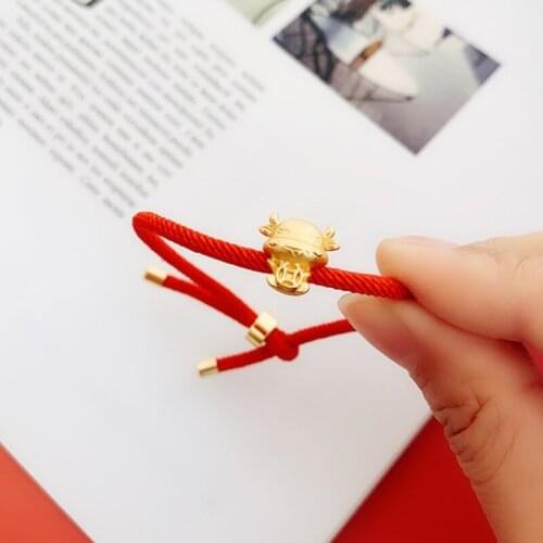 Golden Cow Red String Bracelet 2021 Chinese Ox New Year Tradition Zodiac Mascot Cow Fortunes Lucky Blessing Bracelets