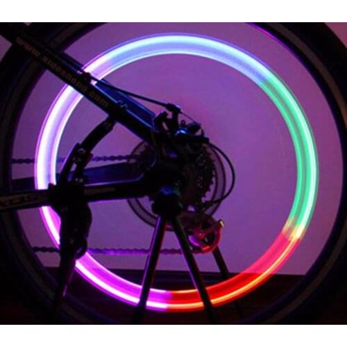 1pc Cool Bike Bicycle Wheel Tire Air Valve Stem Cap Multi Color LED Lights Safe Flashlight Metal Safety Dark Night Lighting