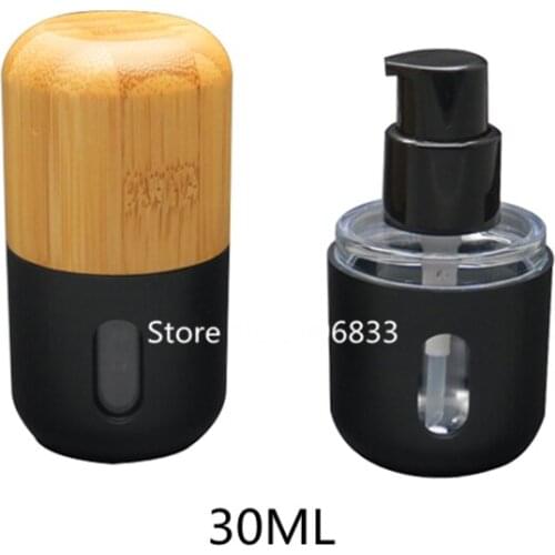 Pack of 10) Press Lotion Bottle Refillable Portable Traveler Packing Press Bottle Small Bottle Containers With Bamboo Lid 30ml