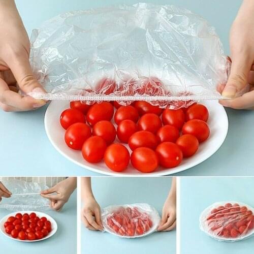 100Pcs Universal Kitchen Disposable Bowl Food Cover Adjustable Cling Bowl Lid Odor-Proof Kitchen Wrap Seal Fresh Keeping Caps