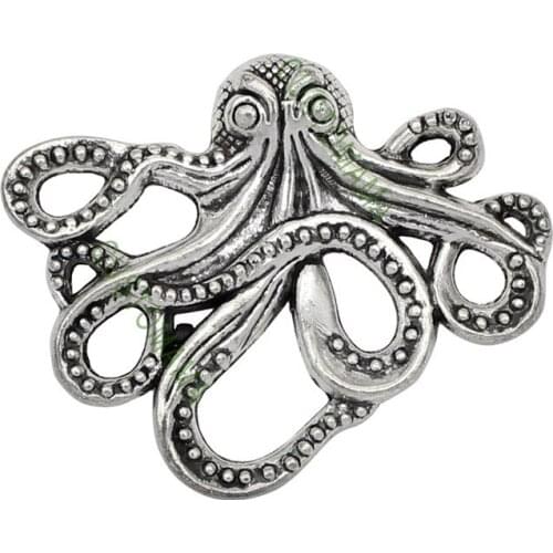 15pcs-Antique Tibetan Silver Octopus Charms Pendants 44x35mm