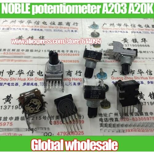 3pcs Japanese NOBLE 142-type horizontal double potentiometer A203 A20K / 5 feet long leg Handle length 13MMF