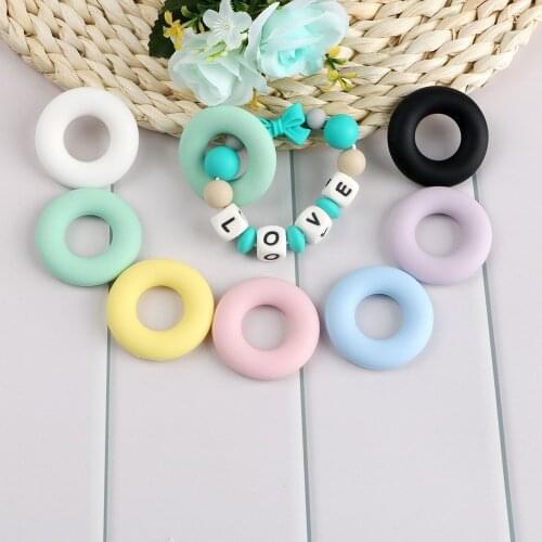 Kovict 5Pcs Perle Silicone Beads Round Silicone Teether Baby Teething Ring 43mm Food Grade Teething Necklace Toy Baby Products