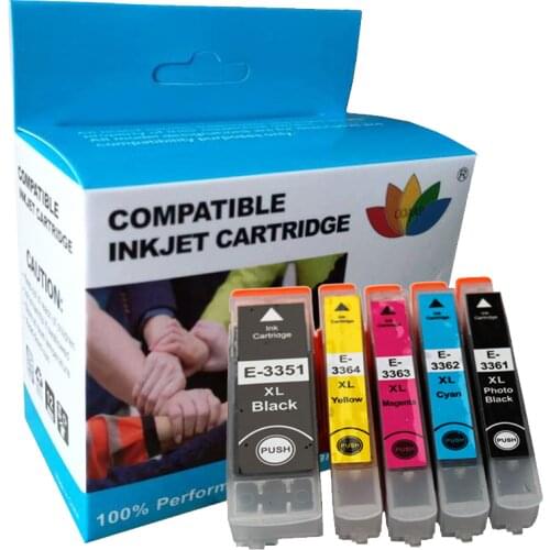 5pcs T3351 T3361 T3362 T3363 T3364 Compatible ink cartridge for EPSON 33XL XP-530 XP-630 XP-635 XP-830 XP-900 printers