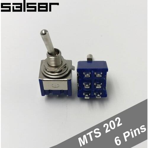 50PCS) 6mm 2Position 6Pins Toggle Switch 6A/125V 3A/250V Rocker Switches for Motor Car Boat MTS 202 AC ON-ON