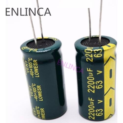 50pcs/lot H074 high frequency low impedance 63V 2200UF aluminum electrolytic capacitor size 18*35 2200UF 63V 20