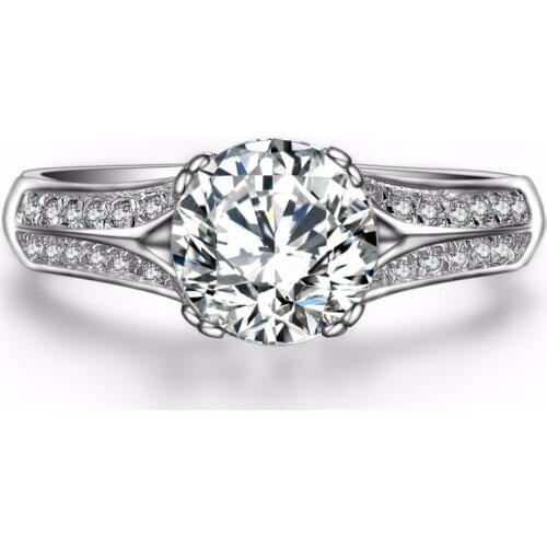 Brilliant Top Quality 1.5Ct 7.5MM D VVS1 Moissanite Ring Solid 18K 750 White Gold Women Best Jewelry Gift For Sweetheart