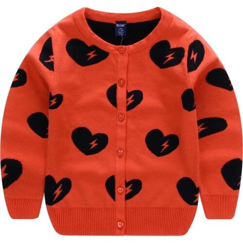 Wei Juan Brand New Girls Spring Autumn Winter Juniors Full Cotton Hearts Cardigan Thick 7-11yrs Knitted Casual Sweet Sweaters