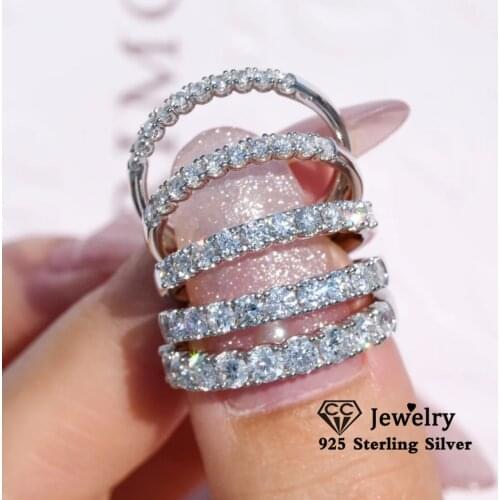 CC Womens Ring Wedding Jewelry for Bride or Bridesmaid Exquisite Sparkling S925 Silver Cubic Zirconia Fine Gift Party CC3119
