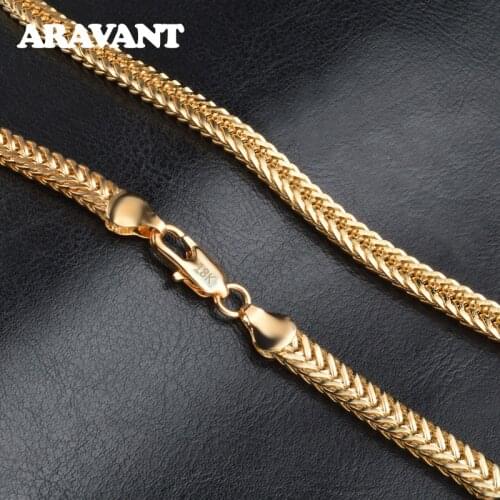 925 Silver 6MM 18K Gold Necklace Link Chains For Men Women Fashion Jewelry Accessories