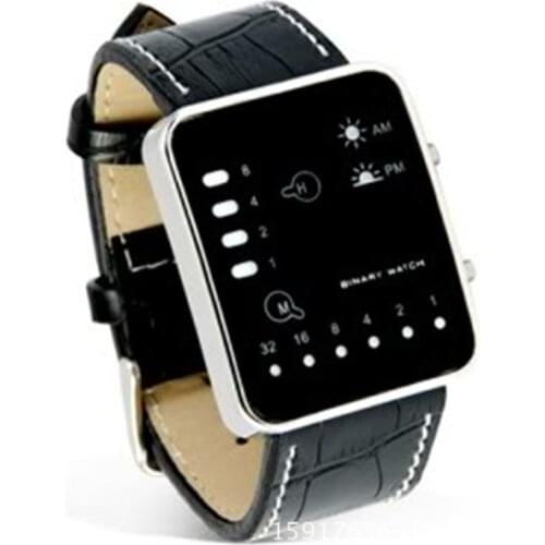 Relogios Masculine Digital Red LED Sport Wrist Watch Binary Wristwatch PU Leather Watches Wristwatches Women Mens Clock