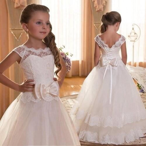 Childrens Long Floral princess polyester AnkerLengt Party Wedding Holiday Performance Dress Girl Summer Cute Lace Dress
