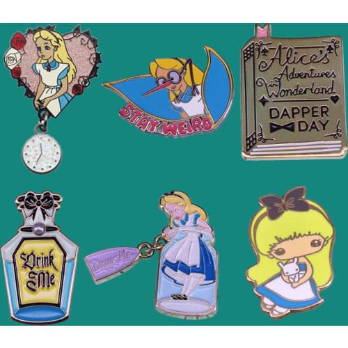 Alice Fairy Tale Enamel Pins Girl Collecting Princess Dream Lapel Badges Men Women Fashion Jewelry Gifts Adorn Backpack Collar