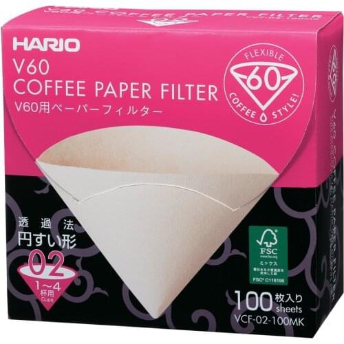 FeiC 02 100-Count Coffee Natural Paper Filters No bleach for 4 cups for Barista VCF-02-100MK