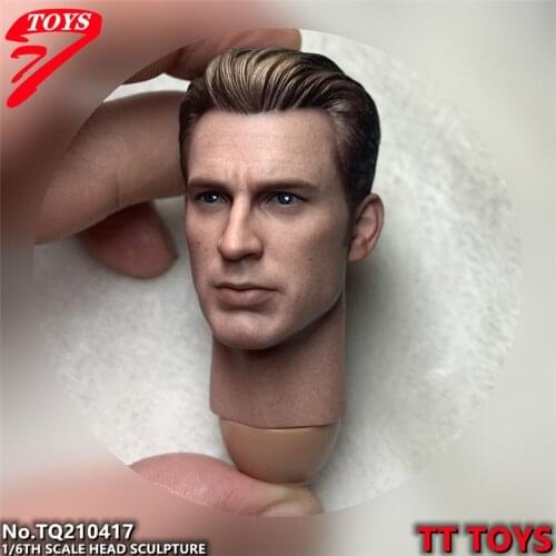 In Stock TTTOYS 1/6 TQ210417 Rogers Chris Evans Head Sculpt American Hero Head Carving Fit 12 inch Male Soldier Action Figure