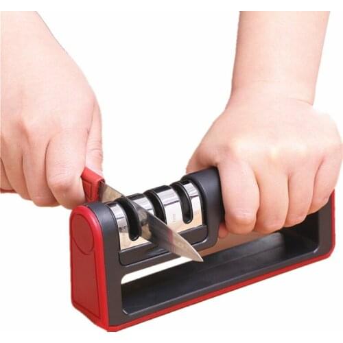 Brand Kitchen Stainless Steel Knife Sharpener 3 in 1 Diamond Coated & Fine Ceramic Rod Knife Shears and Scissors Sharpening Tool