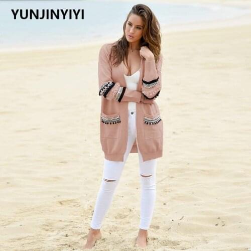 2019long-sleeved cardigans are fashionably stitched together Leisure womens knitted cardigan Sweater coat Knitted windbreaker