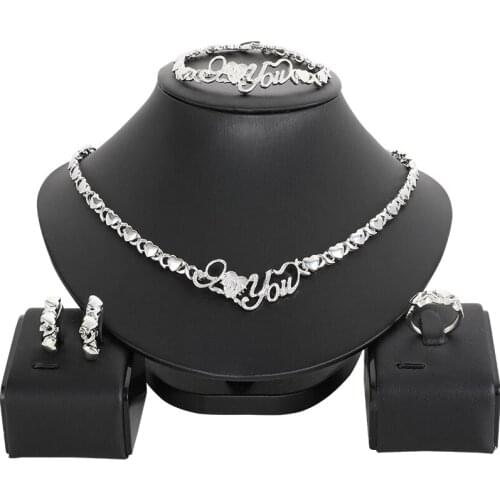 NEW Nigerian Wedding African Beads Jewelry Sets Crystal Necklace Sets Silver Color Jewelry Set Wedding Accessories Party