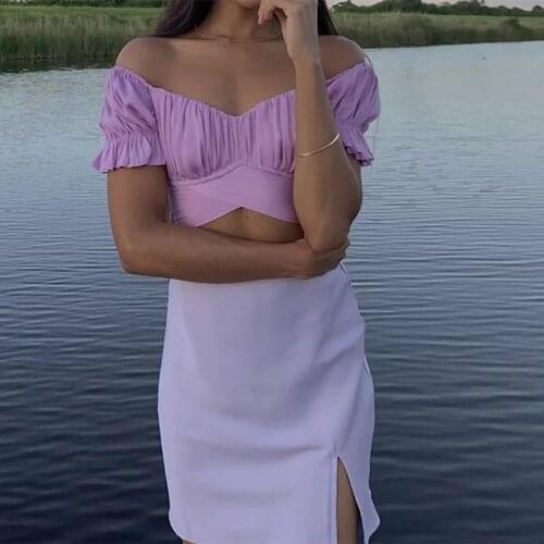 Summer Womeen Sexy Party Club Casual T-Shirt Fashion Short Sleeve Shoulder Streetwear Corset Crop Tank Top