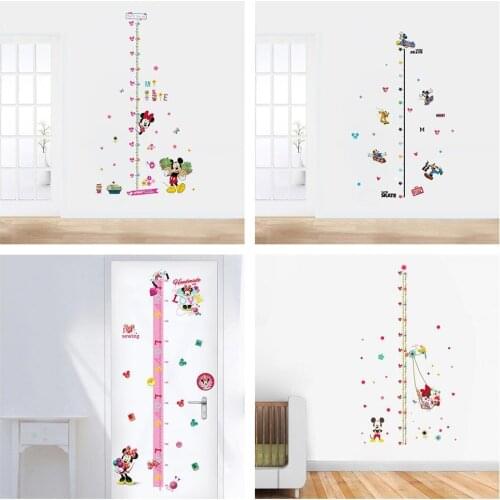 Cartoon Disney Mickey Minnie Height Measure Wall Stickers For Kids Rooms Child Growth Ruler Stickers Growth Chart School Decals