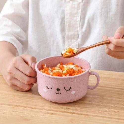 Wheat Straw Baby Bowl Dinnerware Set Cartoon Spoon Lovely Fruit Tray Grids Bowl Set Children Dishes Tableware