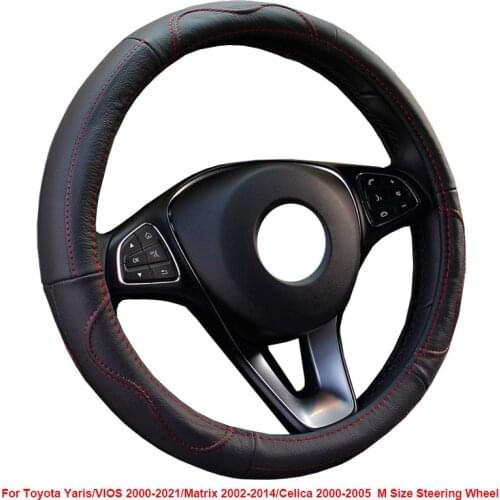 Cow True Leather Car Steering Wheel Cover For Toyota Yaris VIOS 2000 - 2021 Matrix 2002 - 2014 Celica 2000 - 2002 2003 2004 2005