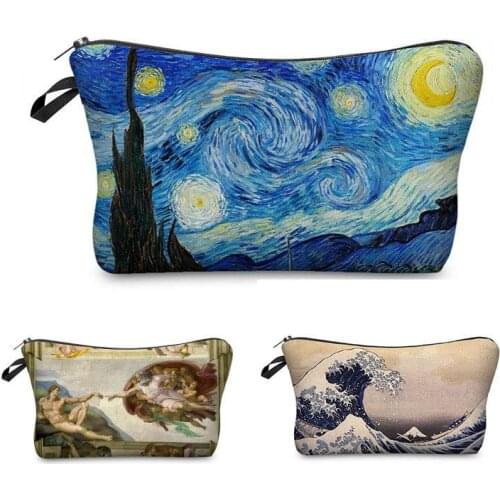 New Fashion Cosmetic Bag Women Waterproof Masterpiece Starry Night Makeup Bags Travel Organizer Toiletry Kits Portable Pouches