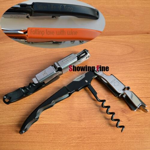 Personalized Customized Wine Corkscrew Mini Pocket Bottle Opener Two Levers Waiters Multi-function Openers Flannel Bag Packing