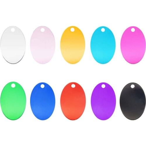 Julie Wang 10PCS Blank Oval Tag Charms Aluminum Alloy Dog Pet ID Identity For Name Phone Number Jewelry Making Accessory
