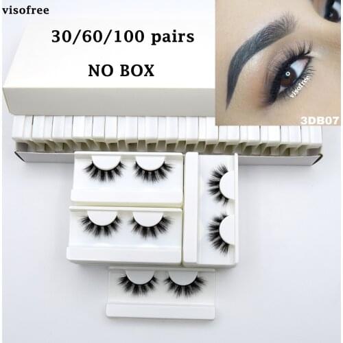 Visofree Mink Lashes Wholesale Eyelashes Bulk 30/60/100 Pairs Soft Fluffy Messy Natural Mink Lashes Makeup Mink Eyelashes No Box