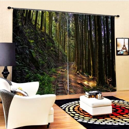 Luxury Blackout Morden Customized 3D Curtains green forest curtains modern living room curtains