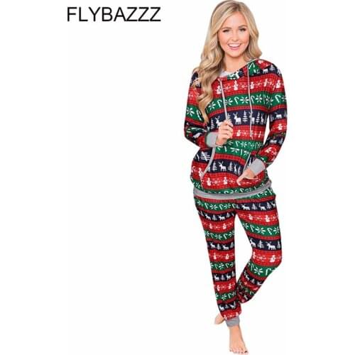 Christmas Two Pieces Yoga Sets Woman Winter Printed Hooded Long Sleeve Tops And Pants Sports Outfit Sweat Suits Women Homewear