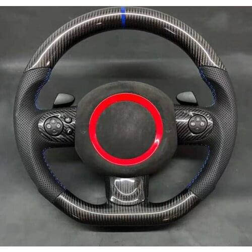 Cuatomized Gloss Carbon Fiber Steering Wheel Alcantara Leather Replacement For Mini JCW Coupe Paceman 2012-2020