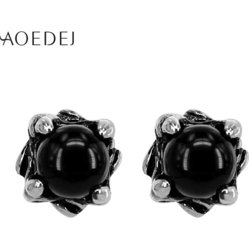 AOEDEJ Eagle Claw Black Mens Earrings Stainless Steel Black Crystal Punk Earrings Stud Round Fashion Jewelry Boucle Oreille
