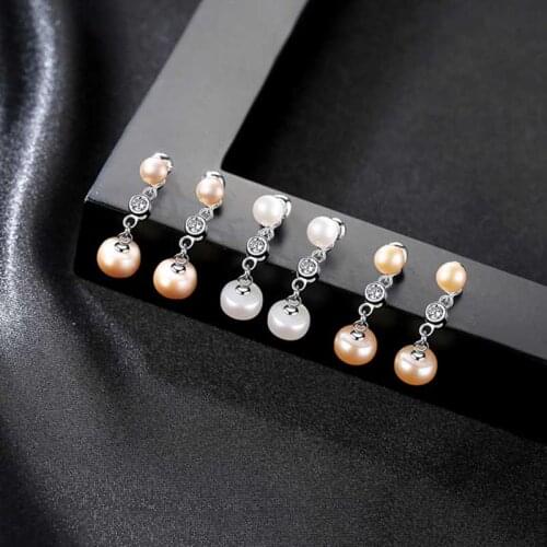 2019 Natural Freshwater Pearl Stud Earrings For Women Korean Cubic Zircon Earring Party Gifts Fashion Jewelry