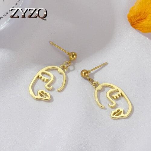 ZYZQ Harajuku Style New Arrival abstract Figure Face Hoop Earrings For Women Fashion Statement Earring Exquisite Gift Wholesale