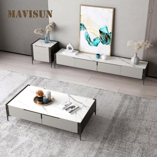 Rock Board TV Cabinet Modern Light Luxury Wall Cabinet Coffee Table Combination Nordic Minimalist Indoor Furniture For Home