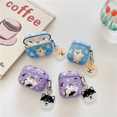 Cute Shiba Inu Huskie soft cases for iPhone Airpods Pro 1 2 Pro protective cover Bluetooth Wireless Earphone Charging Box case