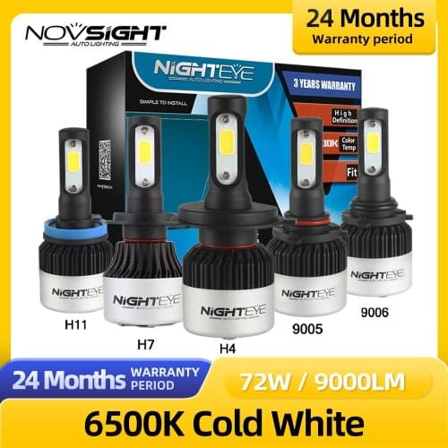 Novsight H7 LED Car Lights H1 H3 Led Headlight Bulbs H4 H11 9005 HB3 9006 HB4 Auto Turbo Headlamps 880 881 6500K 72W/Set Lamps
