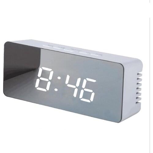 Led Digital Mirror Alarm Clock Snooze Table Clock Wake Up Light Electronic Large Time Temperature Display Home Decoration Clock