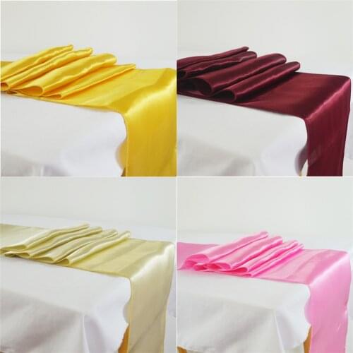 Solid 16 color Satin Table Runner Sash Table Cover For Wedding Banquet Festival Party Home Catering Hotel Resturant Table Decor