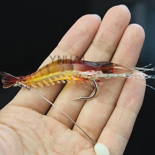 1Pcs Shrimp lure Luminous Soft Fishing Lures Fake Shrimp Floating Shaped Lure Bait Bionic Artificial Shrimp with Hook 5.7g