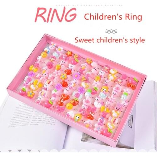 10pcs/lot Childrens Cartoon Rings Candy Flower Animal Bow Shape Ring Set Mix Finger Jewellery Rings Kid Girls Toys
