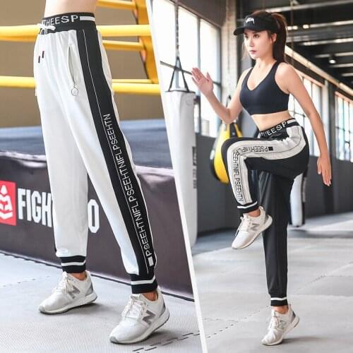 100kg Can Wear Women Sweatpant Zipper Pocket Loose Letter Printed Pant Running Jogger Fitness Gym Athletic Track Pant Activewear