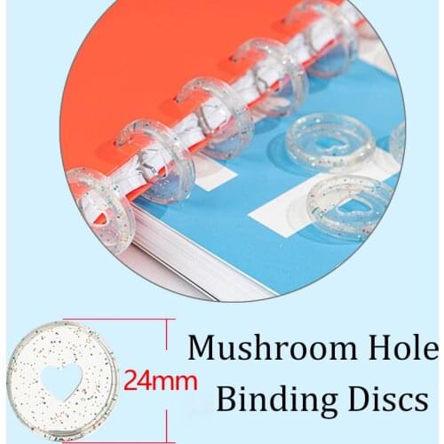 100pcs 24mm Mushroom Hole Binding Discs Notebook Rings Binder Plastic Heart Binding Rings Binder DIY Scrapbook Office Supplies